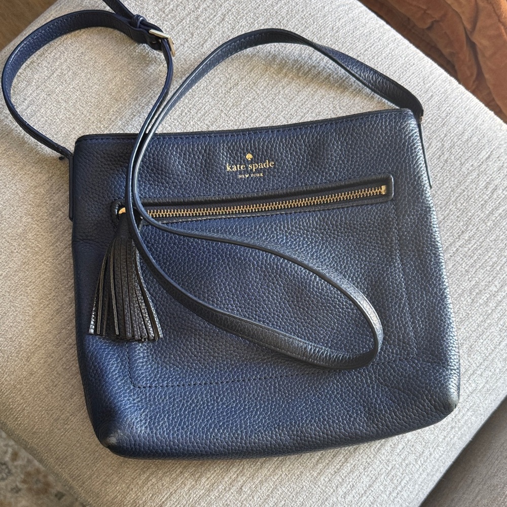 kate spade Navy Pebbled Leather Crossbody Bag